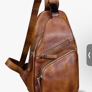 IVTG Brown Leather Sling Bag - Casual Crossbody Carry